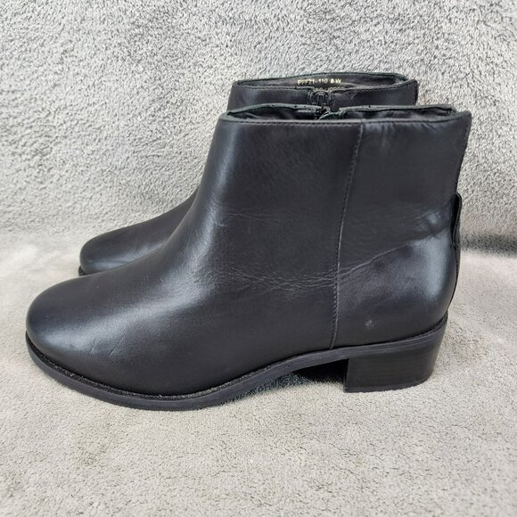 David Tate Shoes Womens Size 8 Black Leather Side Zip Ankle Boots - Picture 1 of 12